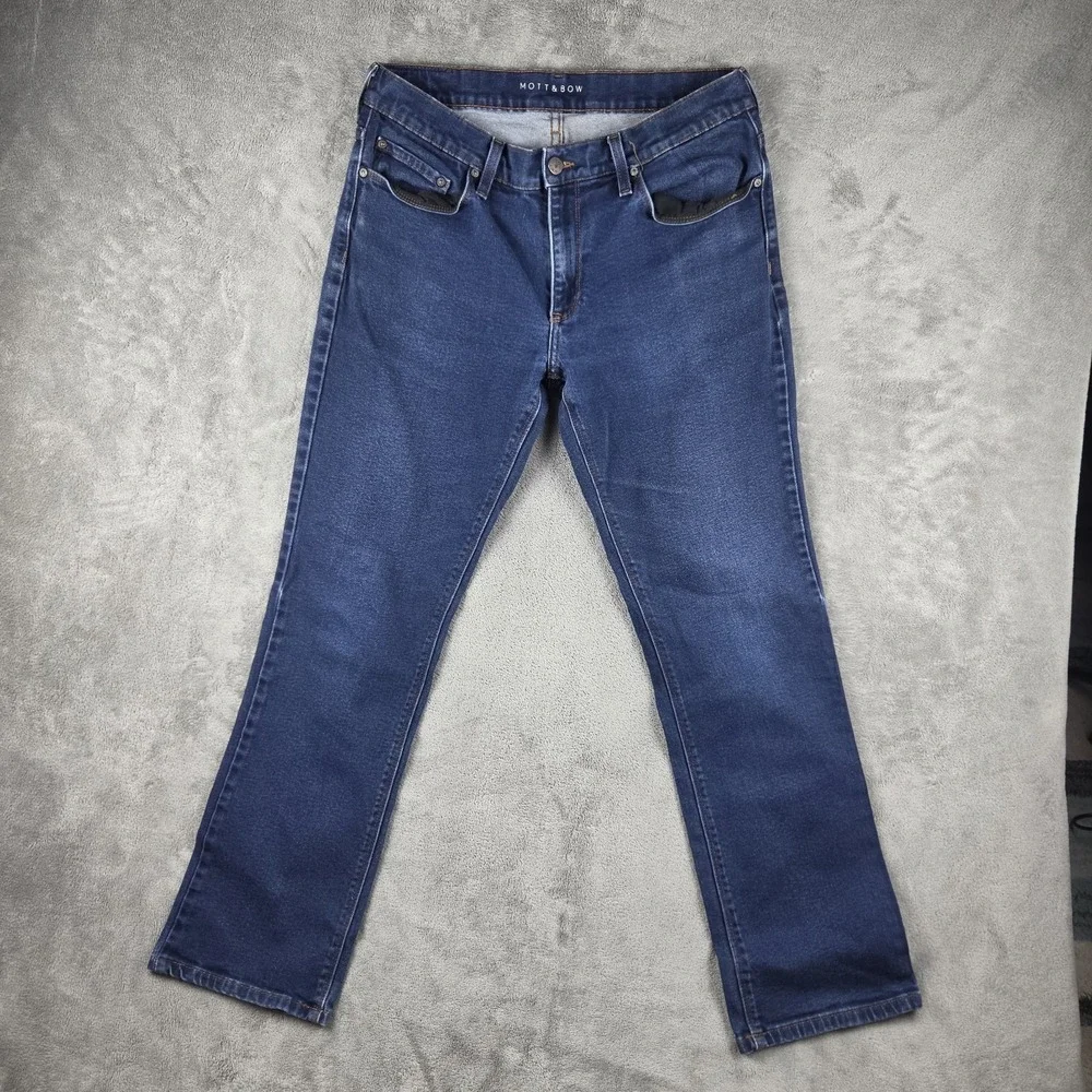 Mott & Bow Slim Jeans Mens 34x31 Blue Oliver Tapered Stretch Denim Casual‎